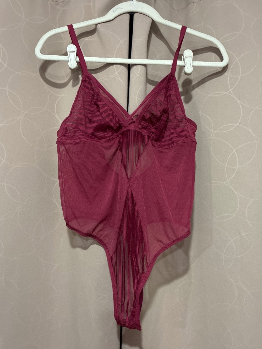 Adore Me ❤️ Dark Red Sheer Elloise Bodysuit